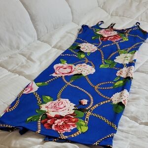 NWOT Blue Floral Chain Print Dress